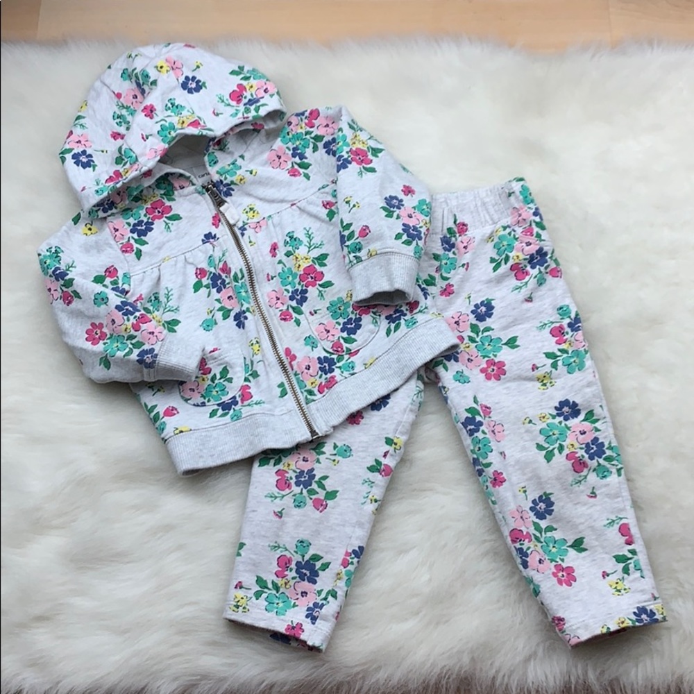 2 piece grey floral jogger sweat